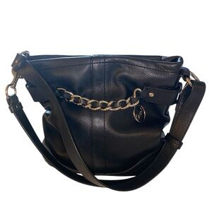 COACH 2012 EUC BLK CHAIN PEBBLED LEATHER CROSSBODY/SHOULDER BAG